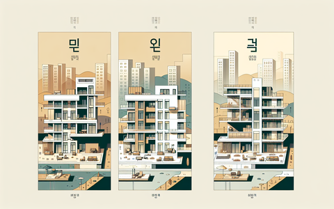 신축 아파트와 구축 아파트를 나란히 비교한 사진
