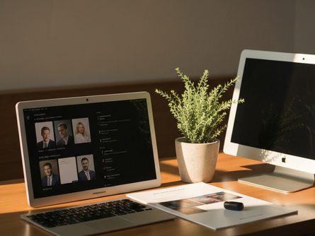 손으로 잡은 임대차계약서와 신분증 클로즈업, 흐릿한 주민센터 창구 배경