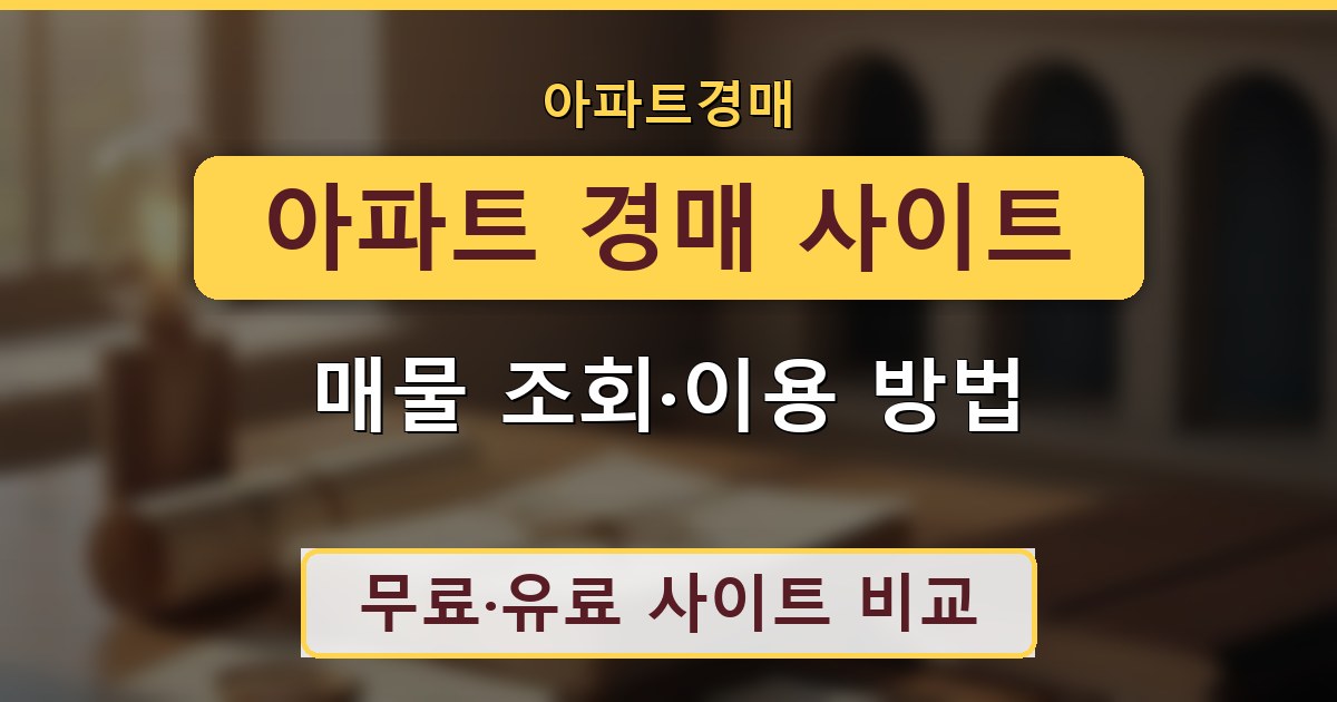 아파트 경매 사이트 - 매물 조회·이용 방법 안내