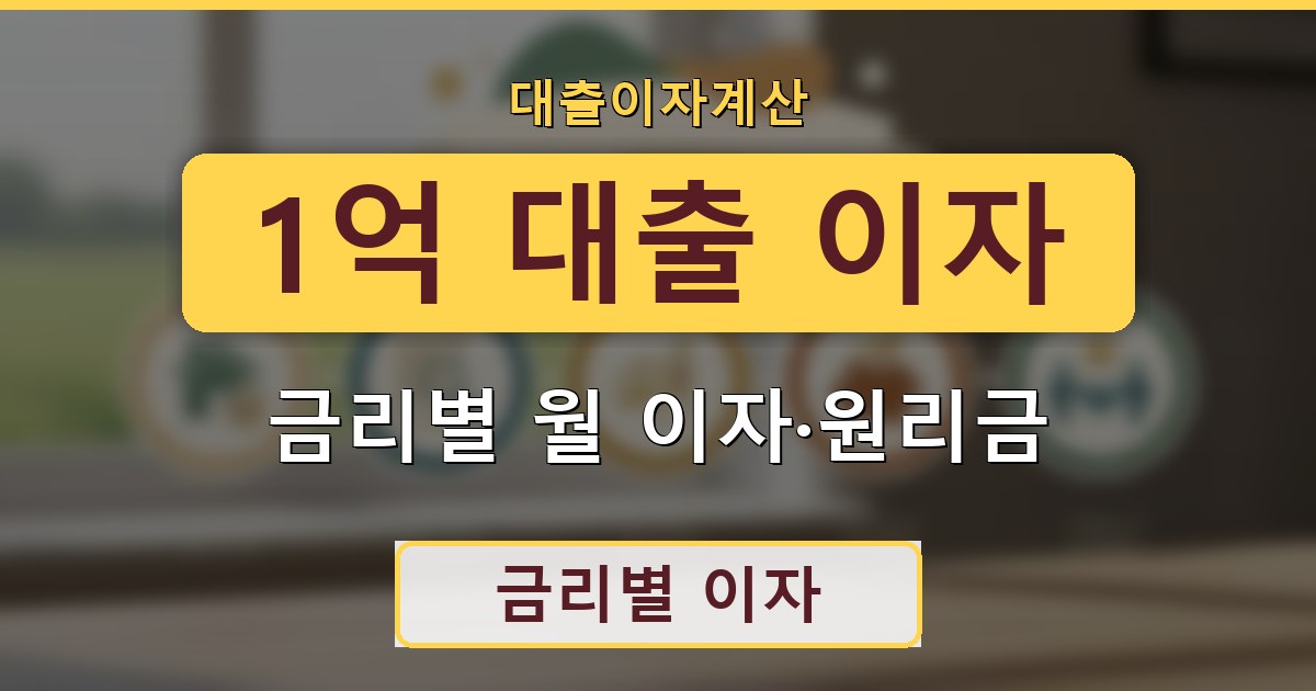 1억 대출 이자 - 금리별 월 이자·원리금 정리