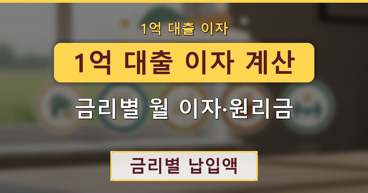 1억 대출 이자 계산 - 금리별 월 이자·원리금 가이드